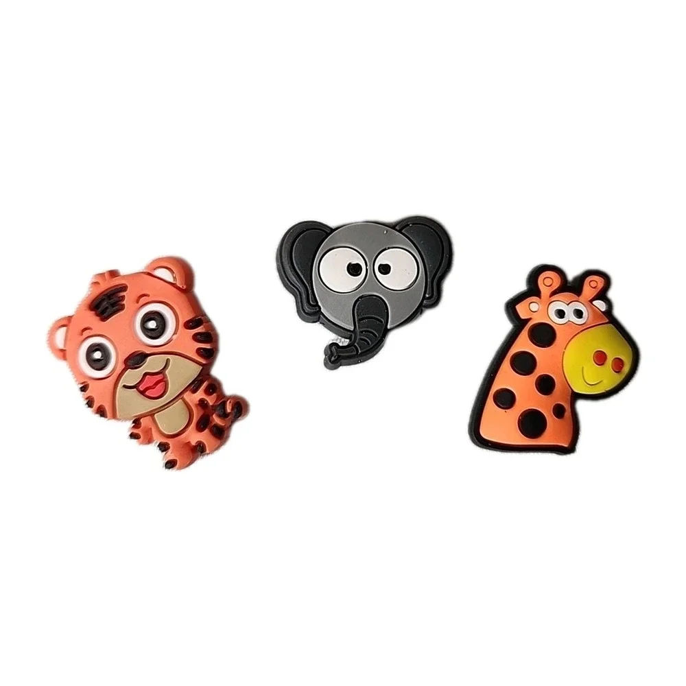 Lot 3‎ Crocs Shoe Charms Colorful Safari Animals Tiger, Elephant, & Giraffe Fun